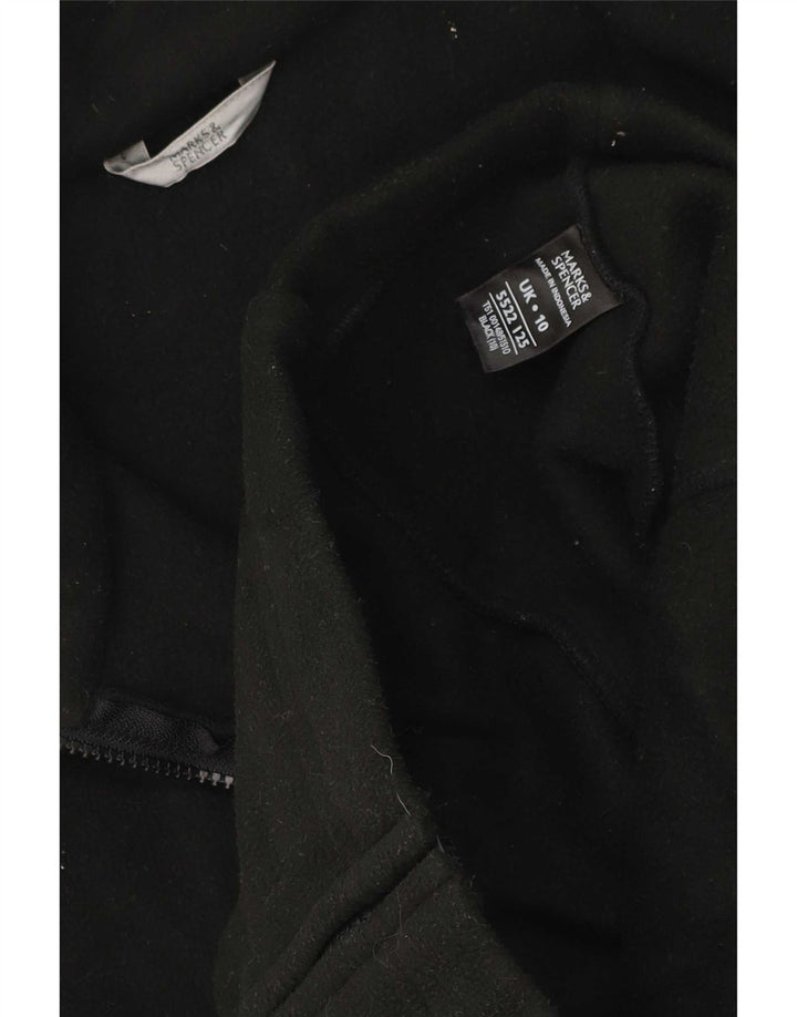 Marks & Spencer Damska kurtka polarowa oversize UK 10, mała, czarna, poliestrowa