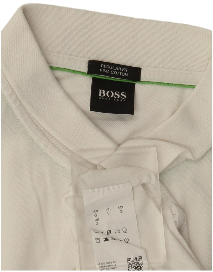 Męska koszulka polo Hugo Boss o regularnym kroju, duża, biała, bawełniana