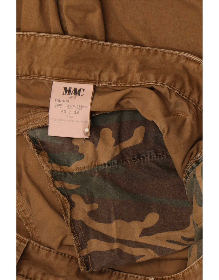 Męskie proste spodnie cargo Mac W40 L38 Brązowa bawełna