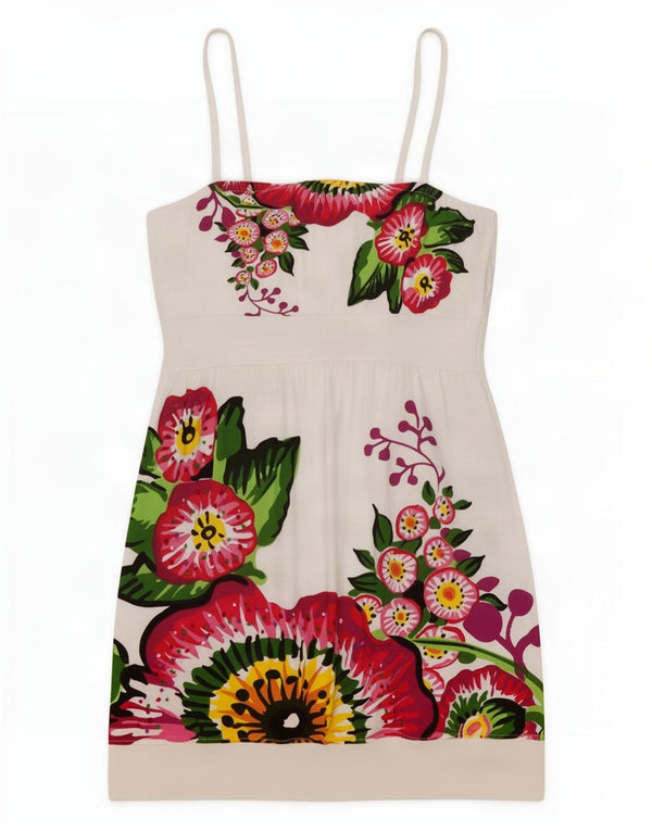 Desigual damska sukienka Sundress UK 14, duża, biała w kwiaty