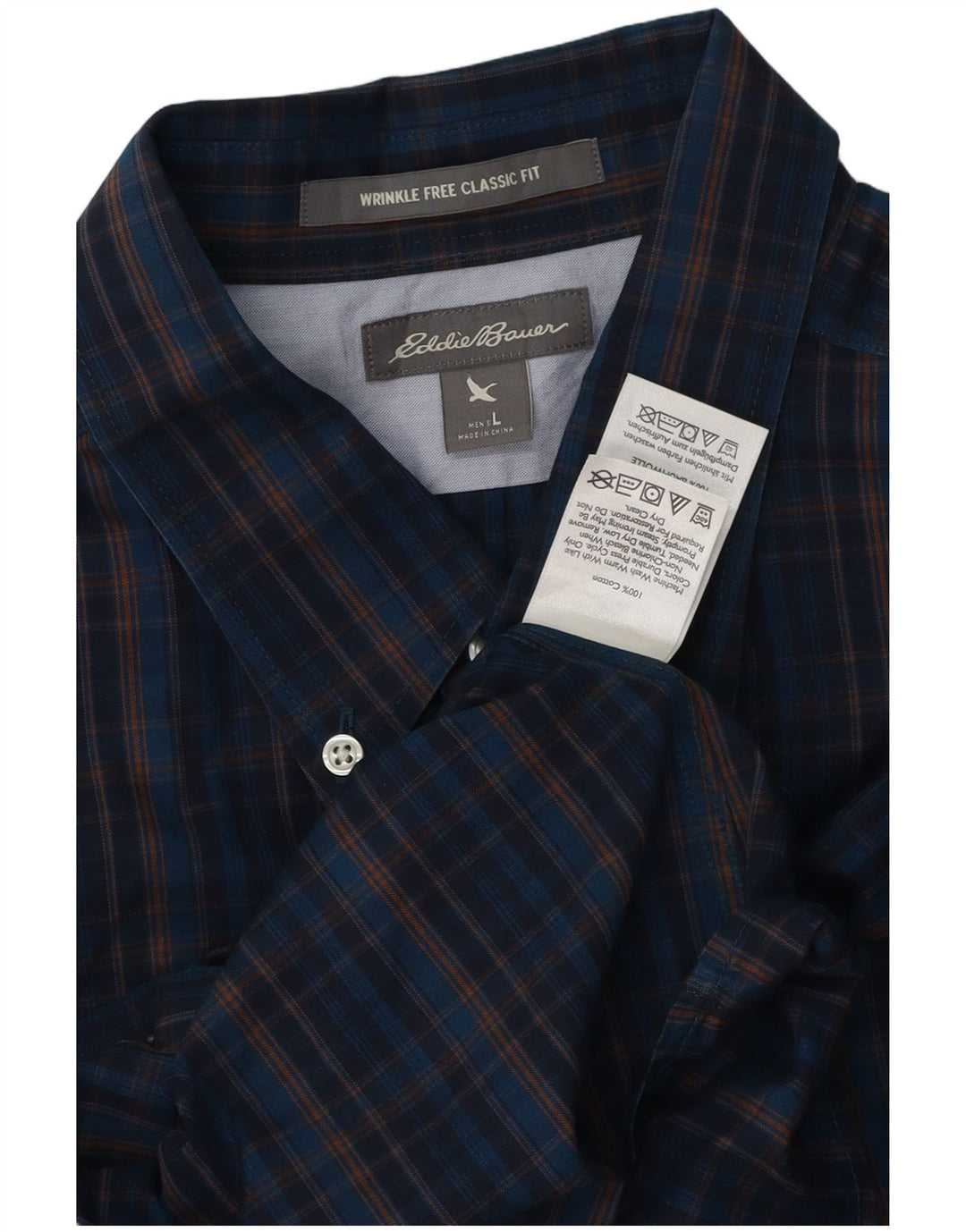 Koszula męska Eddie Bauer o klasycznym kroju, duża, bawełniana w granatową kratę