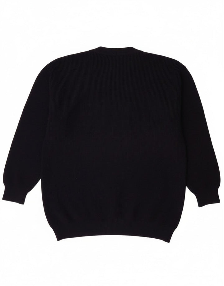 Sweter męski w stylu vintage, duży, granatowy, nowa wełna