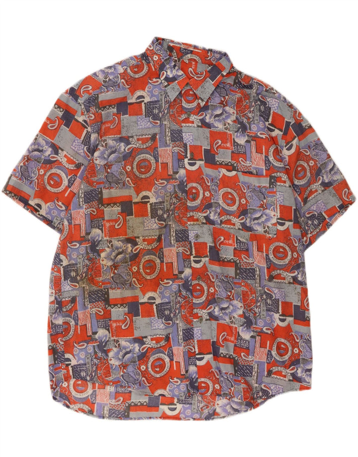VINTAGE Mens Short Sleeve Shirt XL Multicoloured Patchwork Viscose Vintage Vintage and Second-Hand Vintage from Messina Hembry 