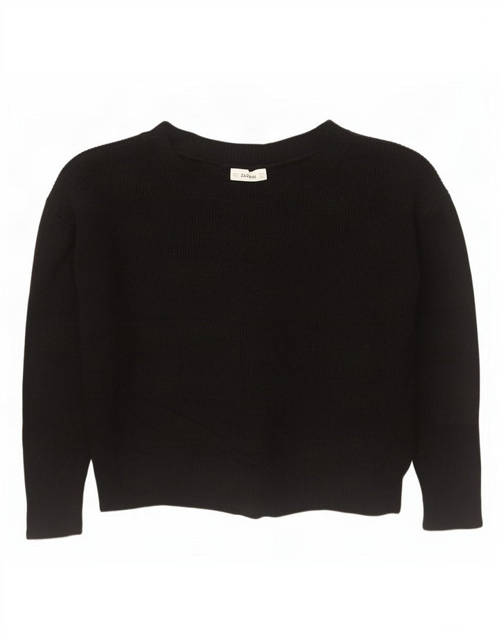 Damski sweter oversize z dekoltem w łódkę Zara UK 14 Średni czarny wiskoza