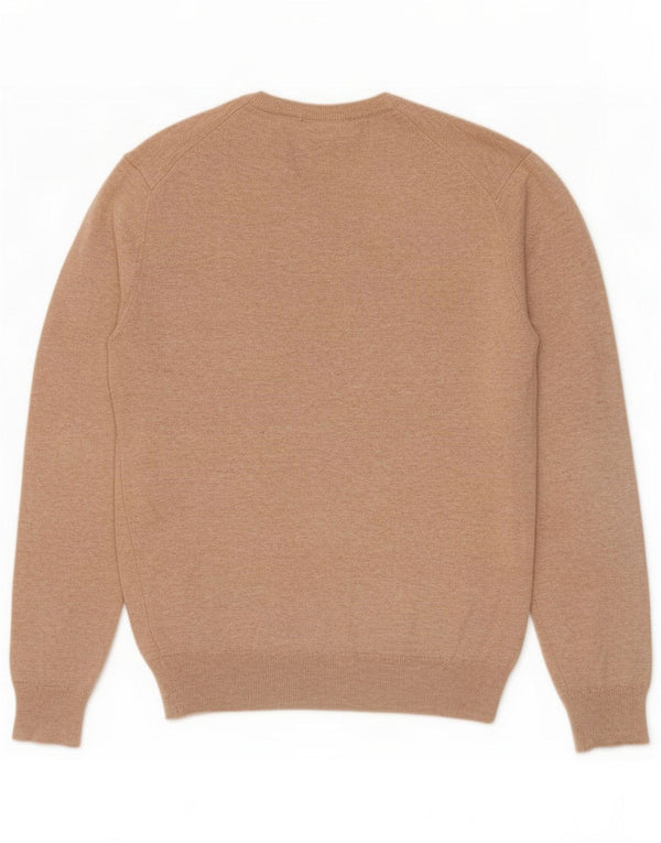 Hackett Mens V-Neck Jumper Sweater Small Beige Cotton