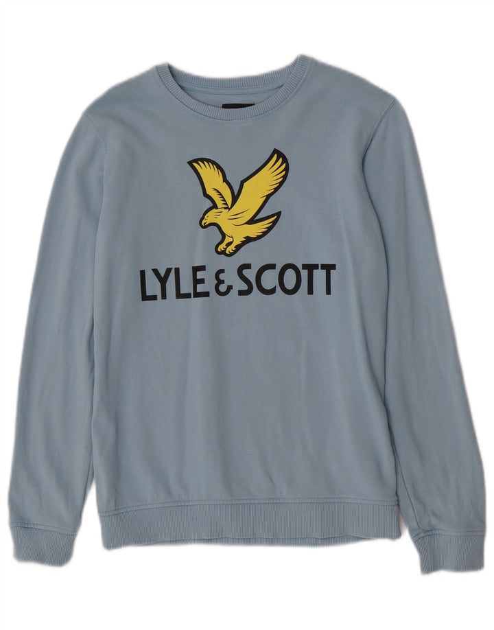 Bluza chłopięca Lyle & Scott z grafiką, 12-13 lat, niebieska, bawełniana
