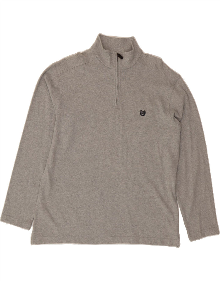 CHAPS Mens Zip Neck Top Long Sleeve Large Grey Cotton Vintage Chaps and Second-Hand Chaps from Messina Hembry 