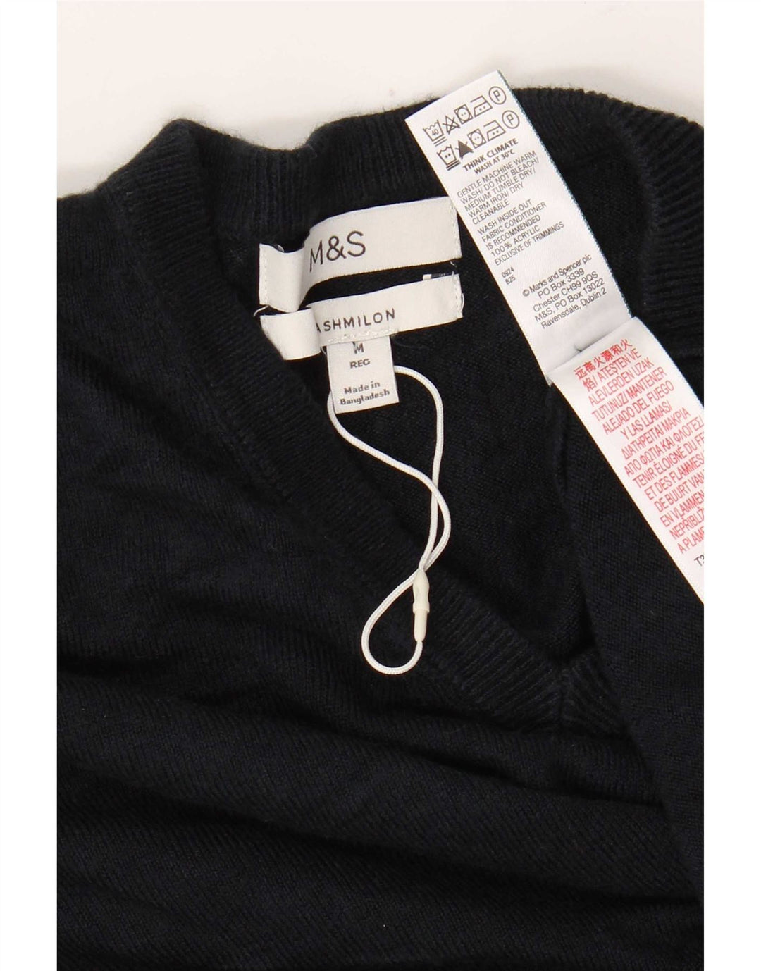 Marks & Spencer Męski sweter z dekoltem w kształcie litery V, średni granatowy akryl