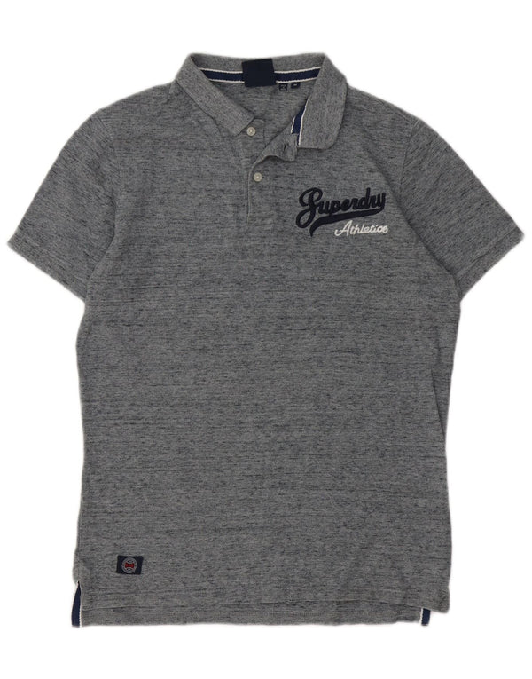 Męska koszulka polo Superdry z grafiką, średnia szara bawełna w cętki