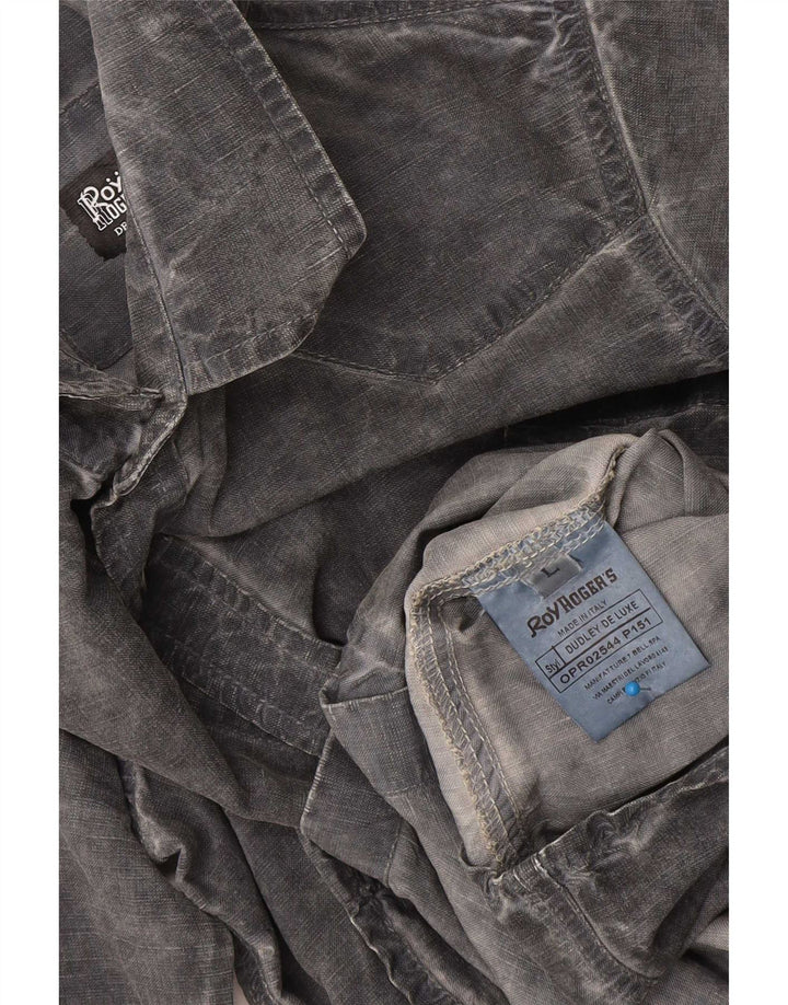 Męska koszula Roy Rogers Acid Wash, duża, szara, z lyocellu