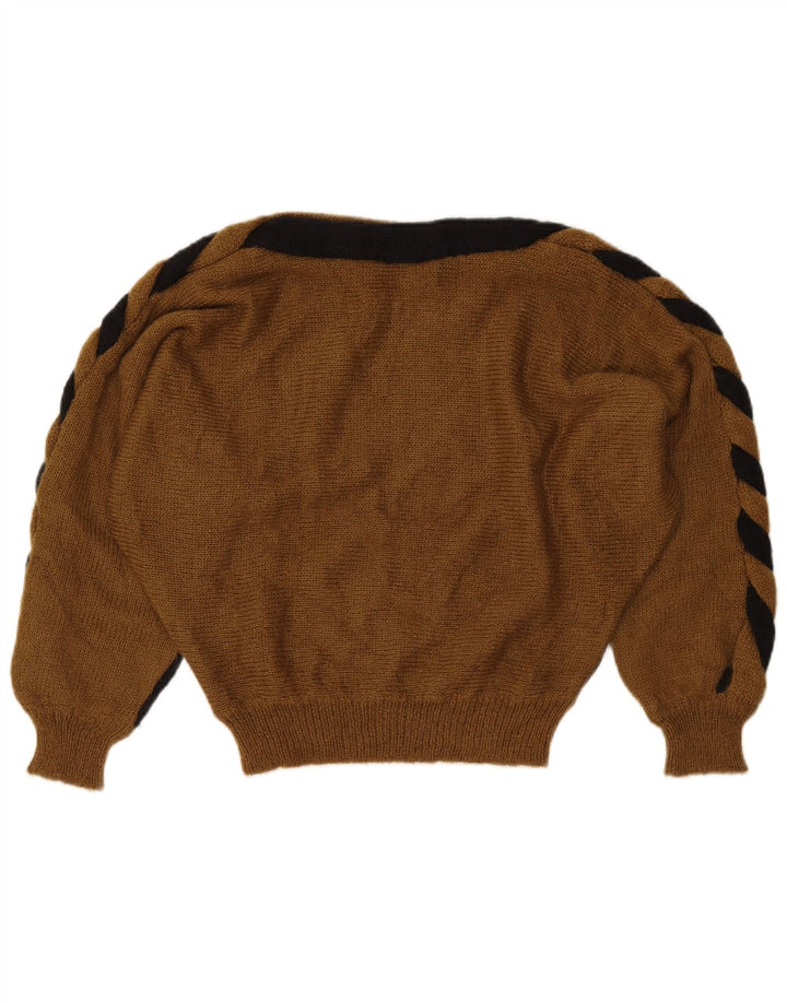 Damski sweter z dekoltem w łódkę w stylu vintage, UK 14, średni czarny, blok kolorów