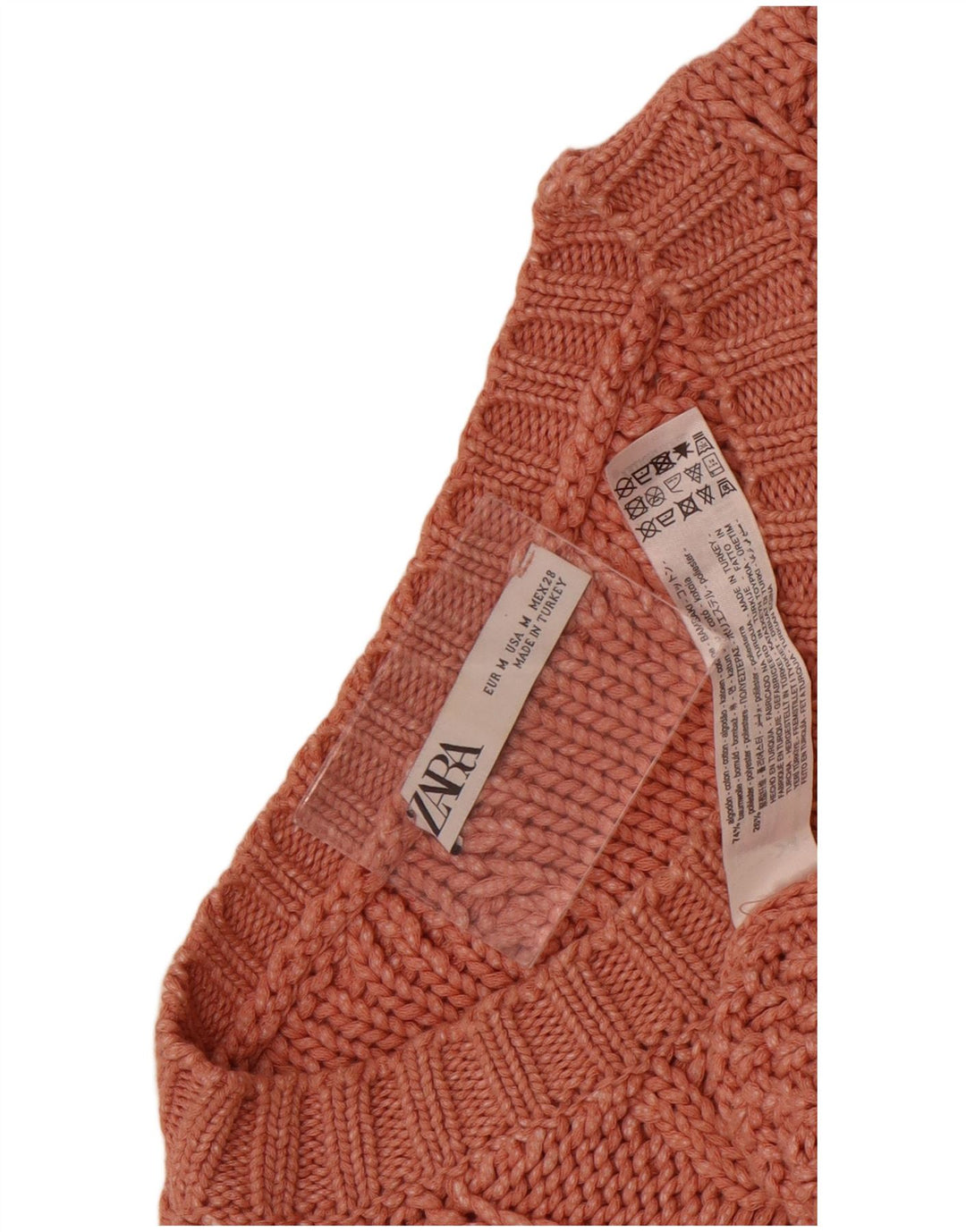 Damski sweter oversize Zara z dekoltem w łódkę, UK 14, średni różowy, bawełniany