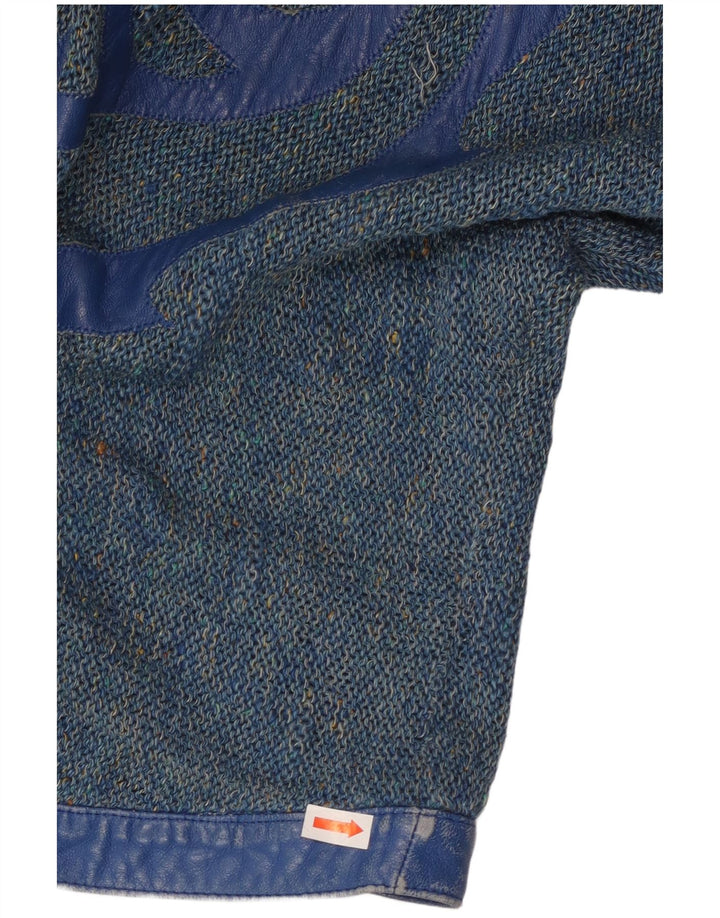 Sweter damski VINTAGE Graphic Cardigan UK 16, duży, niebieski nakrapiany