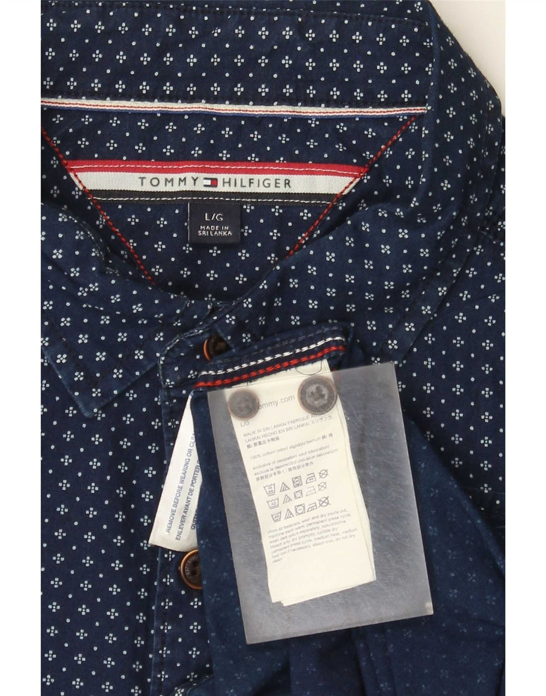 Męska koszula Tommy Hilfiger w abstrakcyjny wzór, duża, granatowa, bawełniana