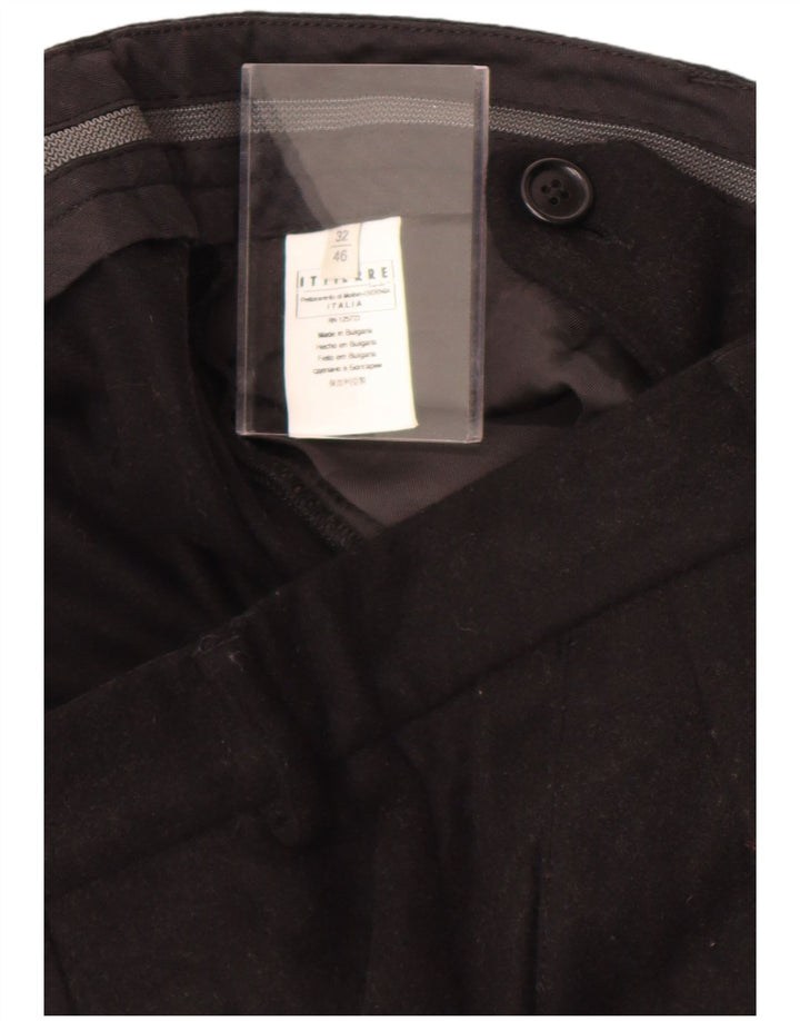 Męskie proste spodnie garniturowe Pierre Balmain W32 L27 Czarny klasyczny