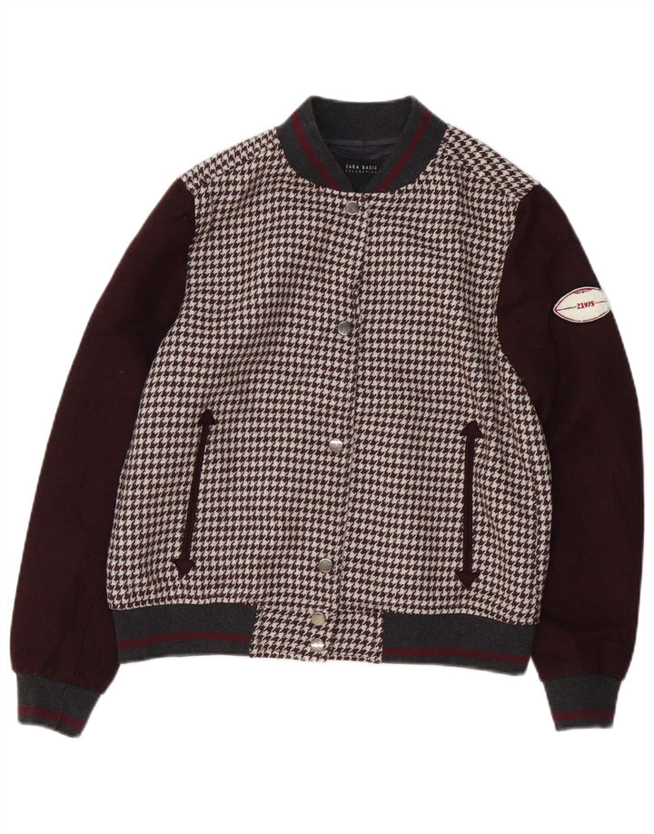 Damska kurtka oversize Varsity Zara UK 10, mała brązowa pepitka