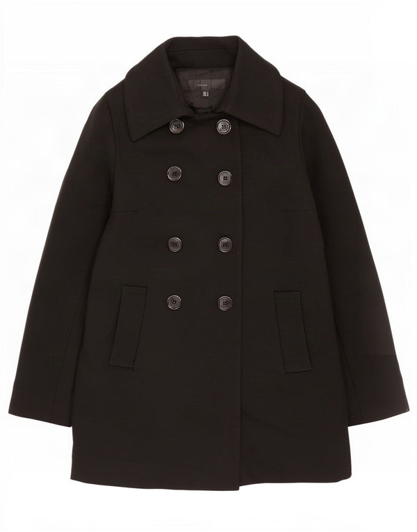 Dwurzędowy płaszcz damski Zara UK 10 Small, czarna wełna