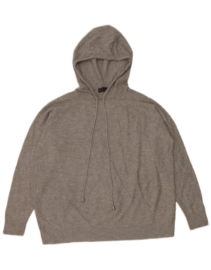 MARKS & SPENCER Womens Hooded Jumper Sweater UK 14 Medium Grey Viscose