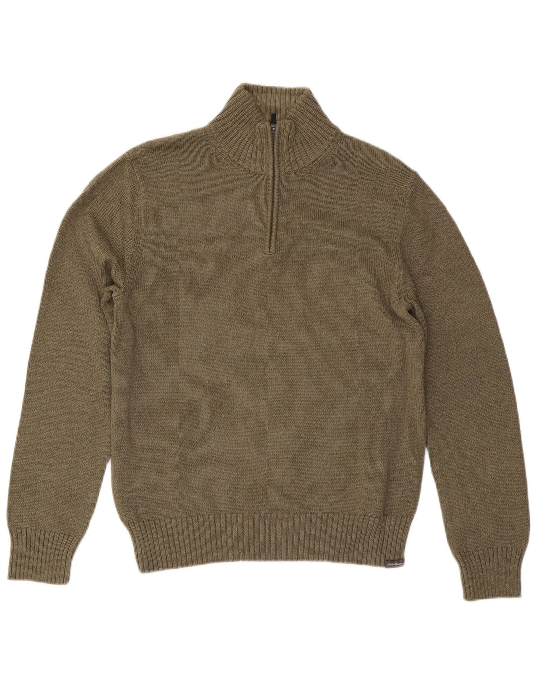 EDDIE BAUER Męski sweter zapinany na zamek, mały, bawełniany khaki