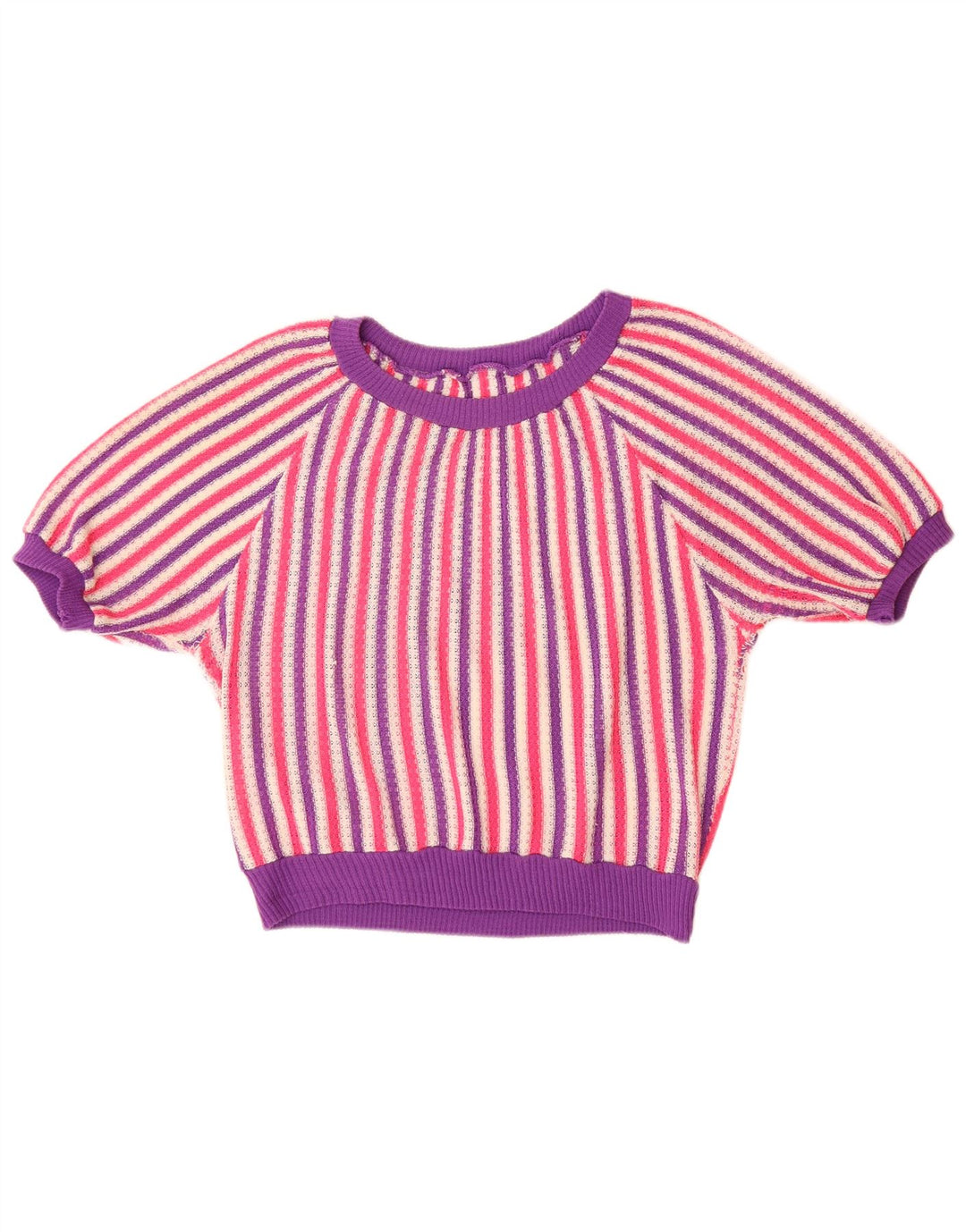 Sweter damski VINTAGE z dekoltem w łódkę UK 14, duże, wielokolorowe paski