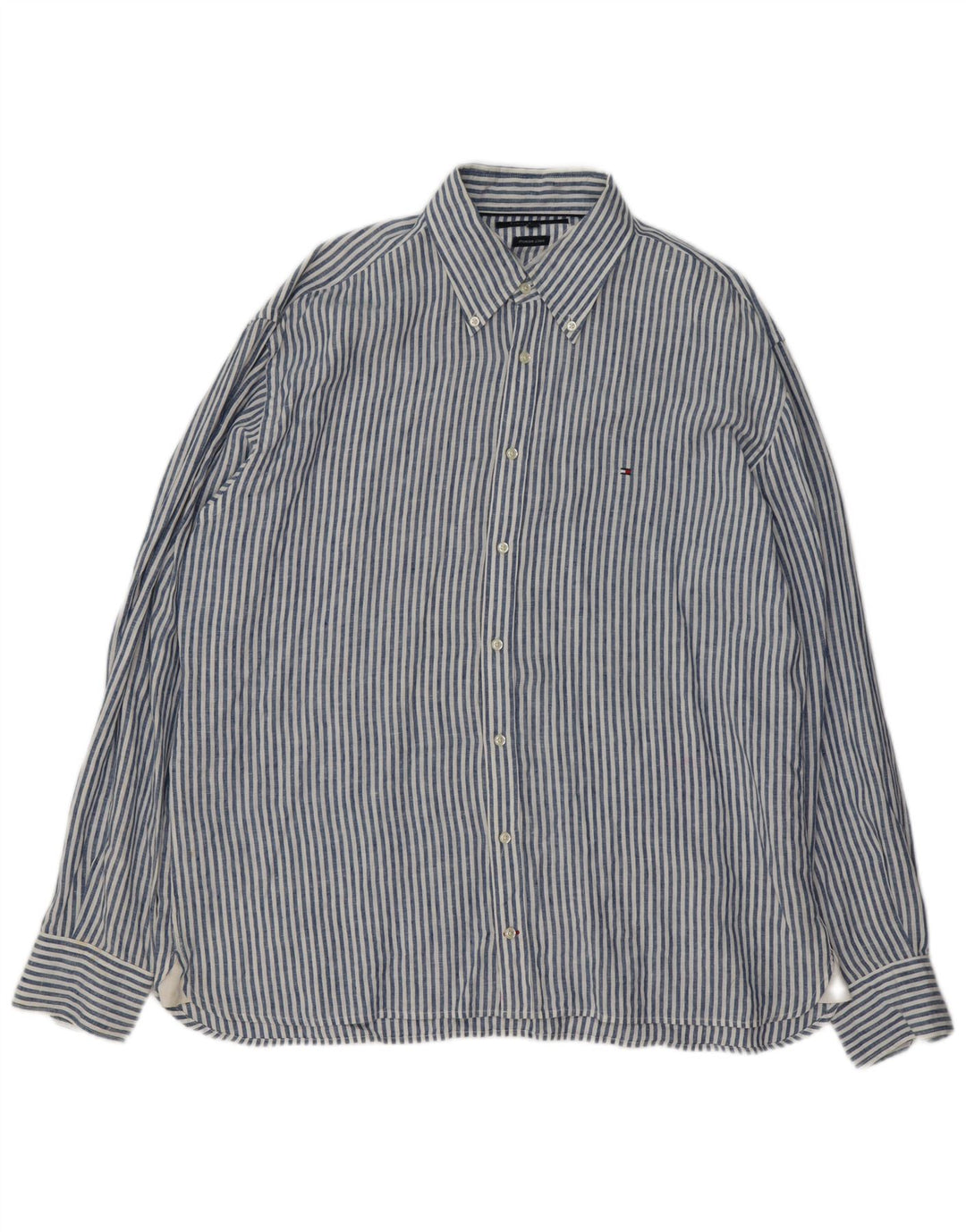 Koszula męska Tommy Hilfiger 2XL niebieska lniana w prążki