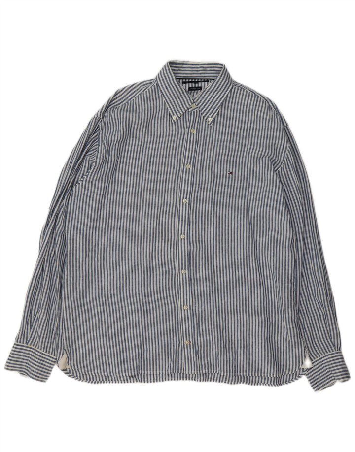 Koszula męska Tommy Hilfiger 2XL niebieska lniana w prążki