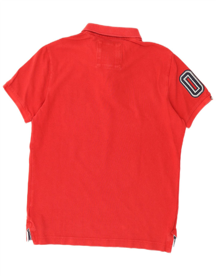 Męska koszulka polo Superdry z grafiką, duża, czerwona, bawełniana