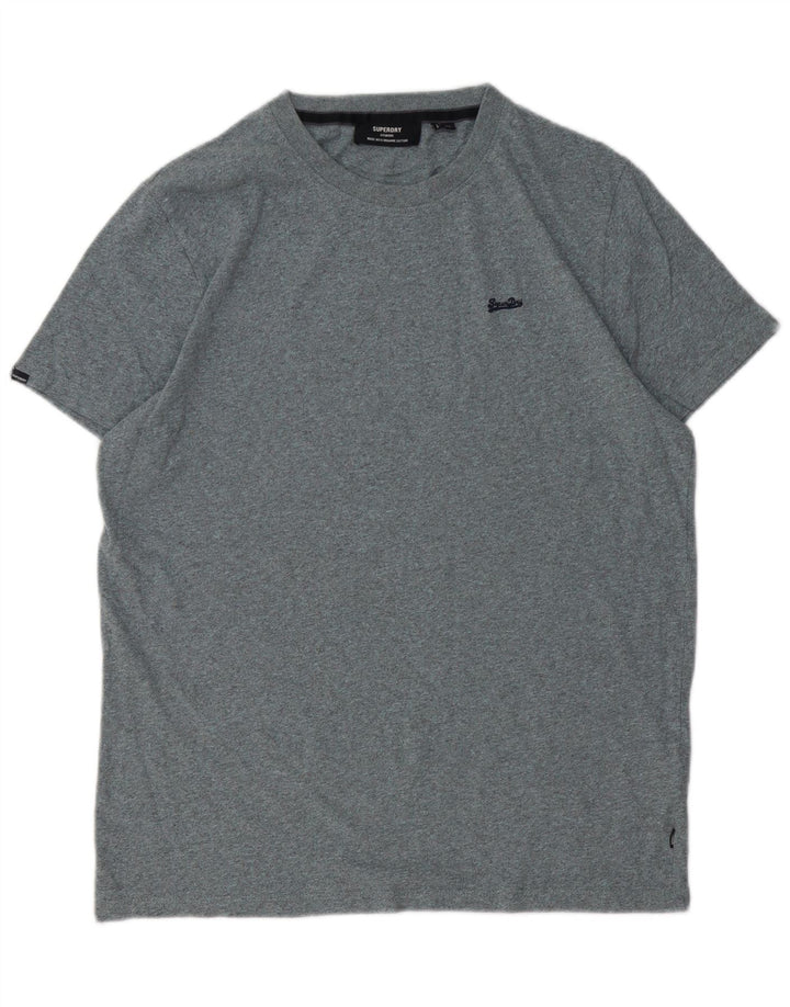 SUPERDRY Męski T-shirt Top XL, szara bawełna