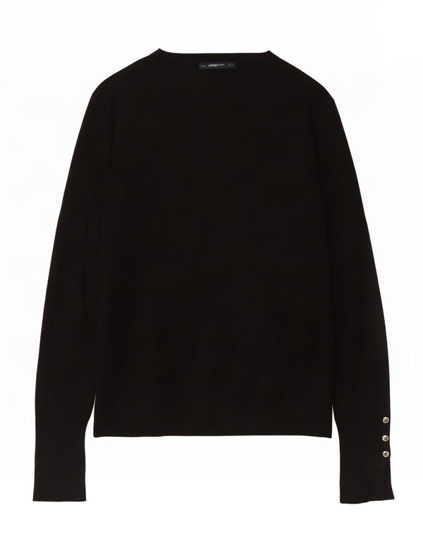 Sweter damski Zara z dekoltem w łódkę UK 14, duży, czarny