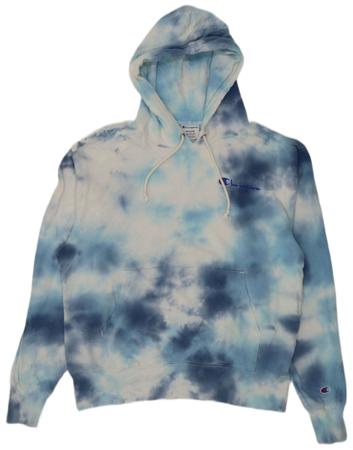 Męski sweter z kapturem Champion, średni niebieski, bawełniany Tie Dye