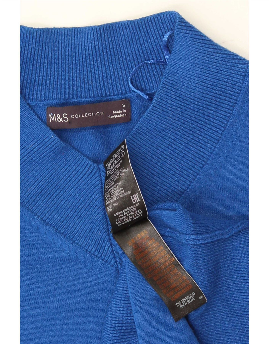 Marks & Spencer Damski sweter z dekoltem w kształcie litery V, UK 10, mały niebieski