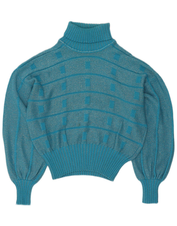 Vintage damski sweter z wywijanym dekoltem UK 16, duże niebieskie paski