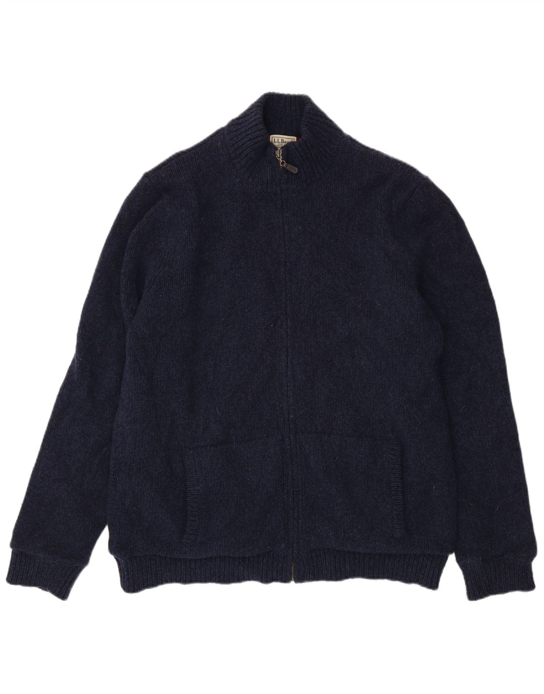 L.L.Bean Męski wysoki sweter kardiganowy, duży, granatowy, z owczej wełny