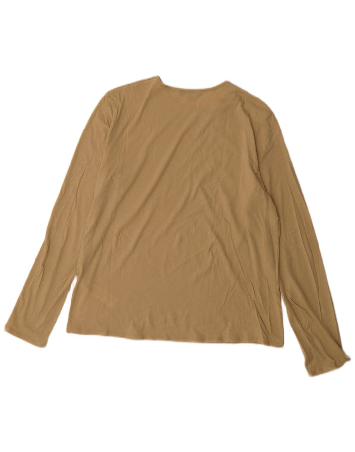Damski top Massimo Dutti z długim rękawem UK 14, średnio beżowy, bawełniany