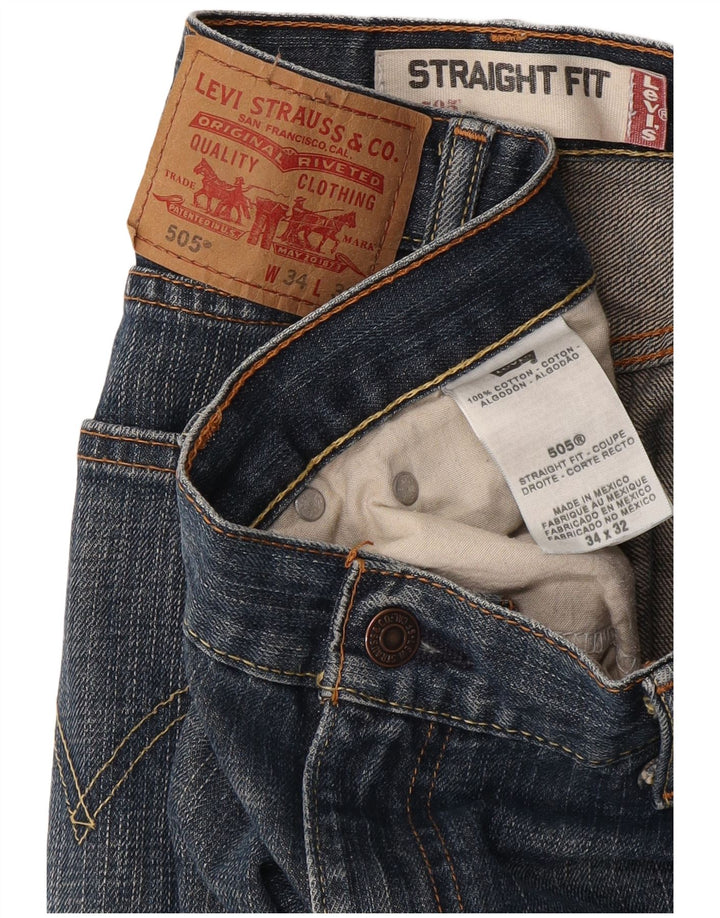 Męskie jeansy Levi's 505 Straight W34 L32 Niebieskie bawełniane