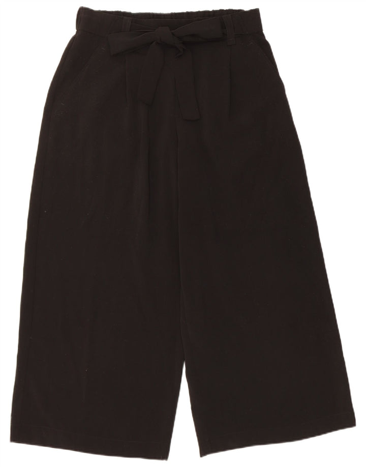Spodnie damskie Zara Capri z szerokimi nogawkami, średnie W28 L22, czarne, poliestrowe