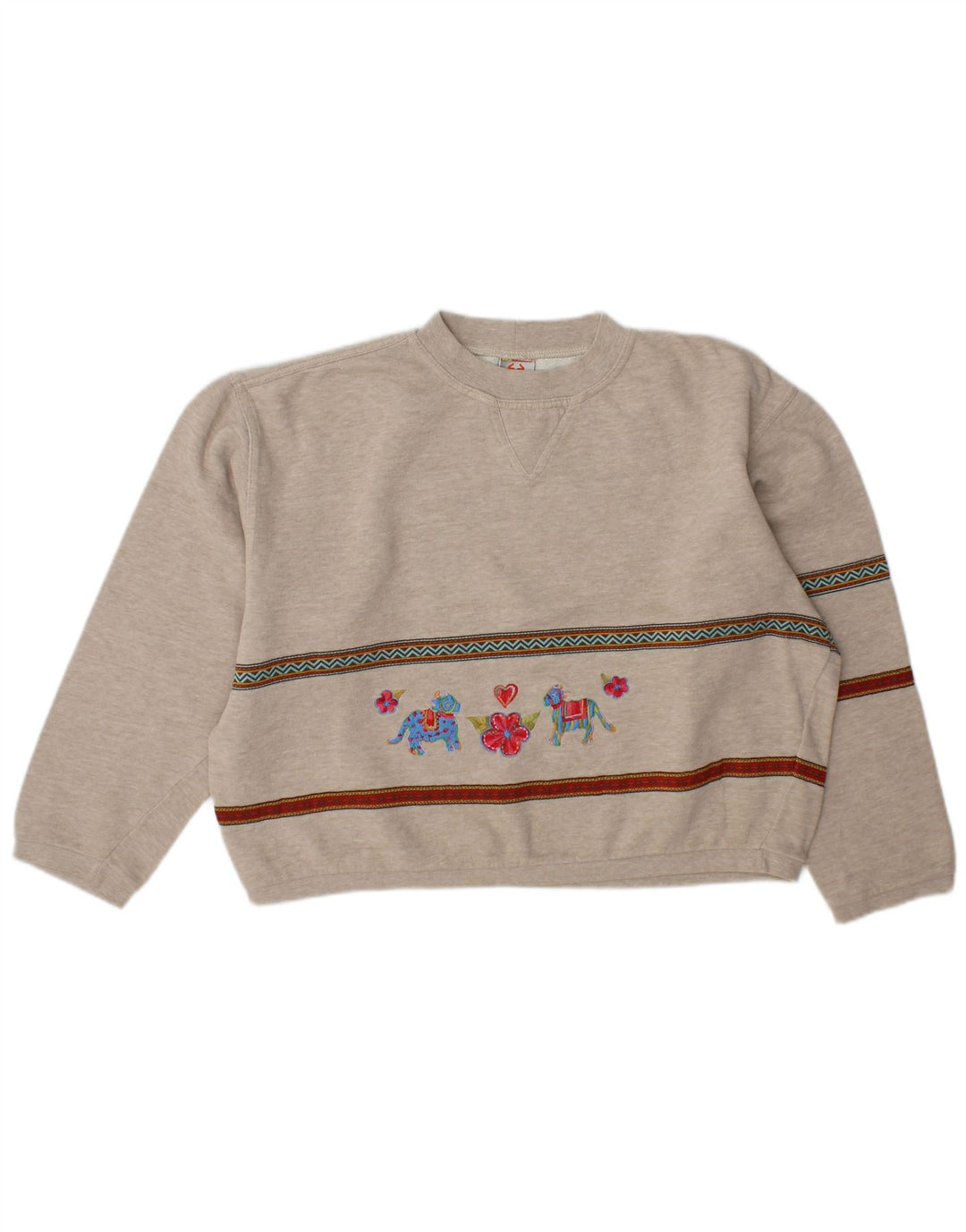 Damska bluza Stefanel Crop Graphic Jumper UK 14 w średnie szare paski