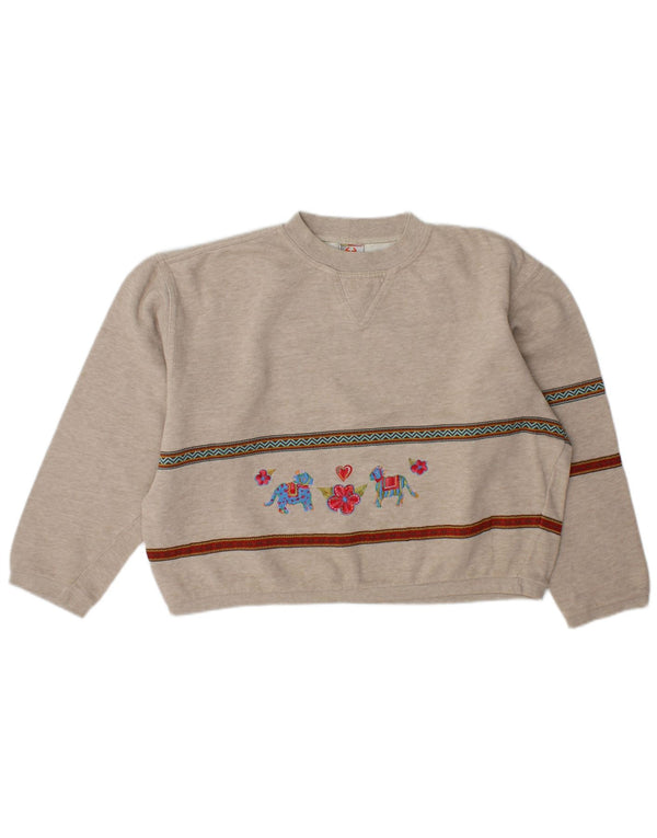 Damska bluza Stefanel Crop Graphic Jumper UK 14 w średnie szare paski
