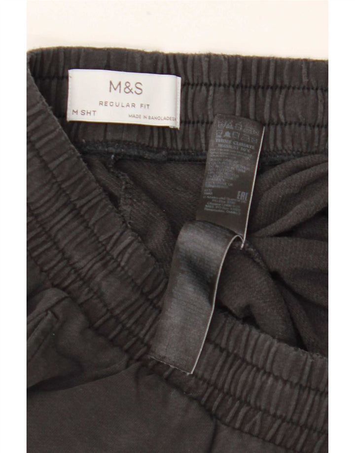 Męskie spodnie dresowe Marks & Spencer o regularnym kroju, średniej wielkości, czarne, bawełniane