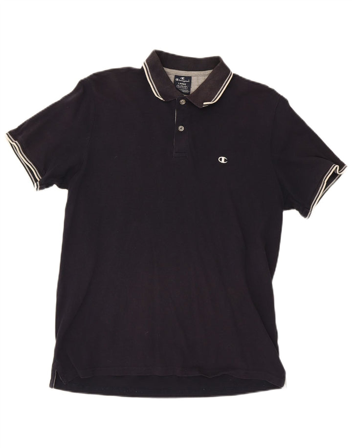 CHAMPION Mens Polo Shirt Large Navy Blue Cotton