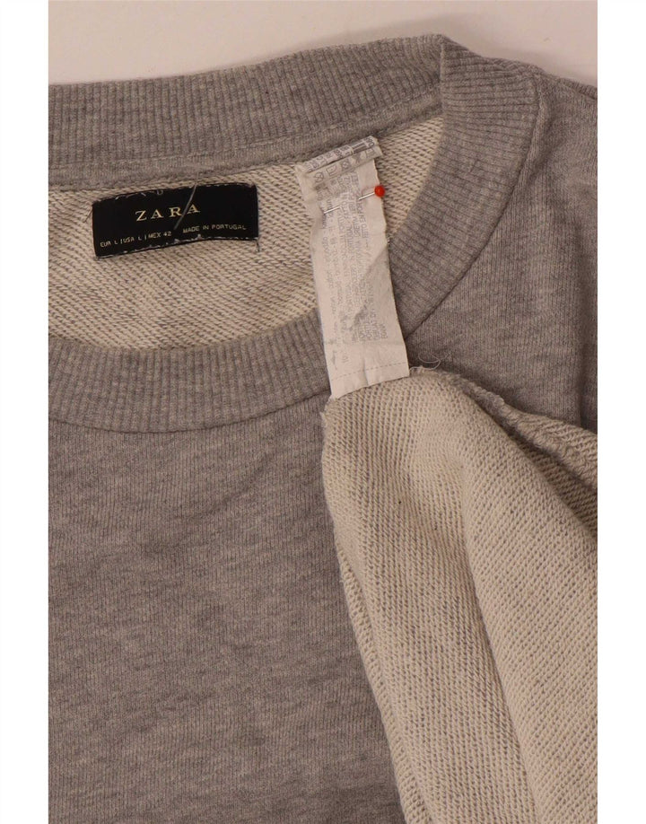 Męski sweter Zara, duży, szary, z bawełny w plamki