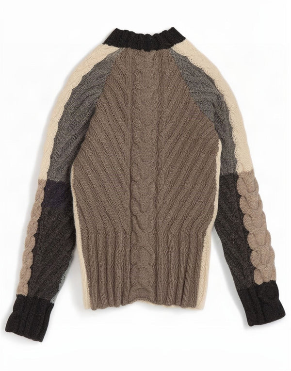 Sweter damski w stylu vintage z golfem UK 10, mały, wielobarwny