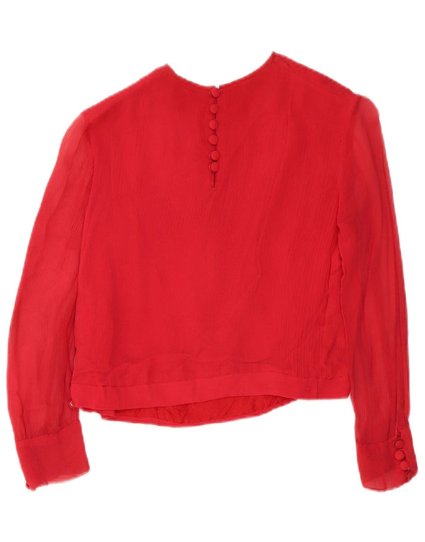 Krótka bluzka damska w stylu vintage z rękawem 3/4 UK 10 Small Red