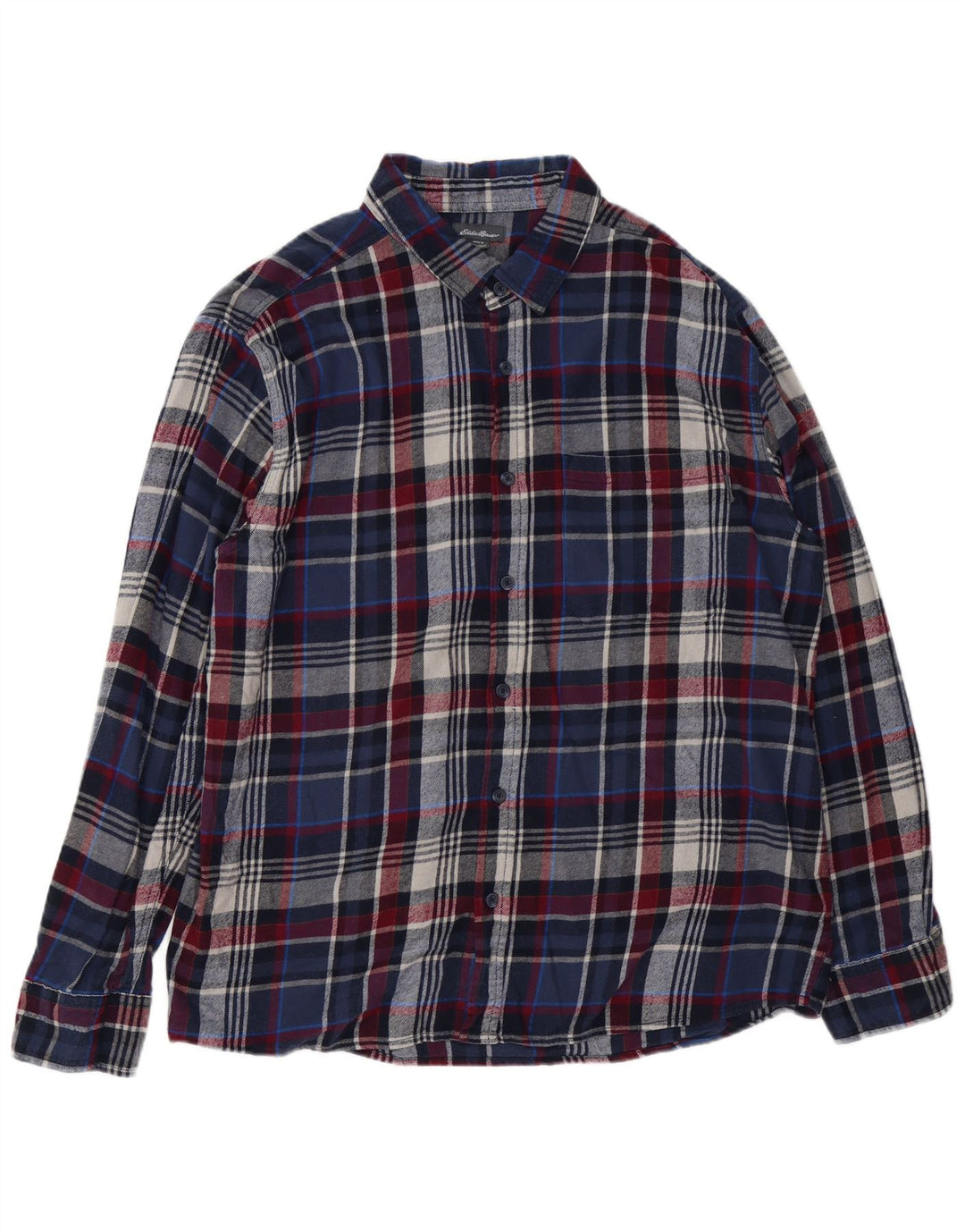 Koszula flanelowa męska EDDIE BAUER 2XL, bawełniana, granatowa w kratę