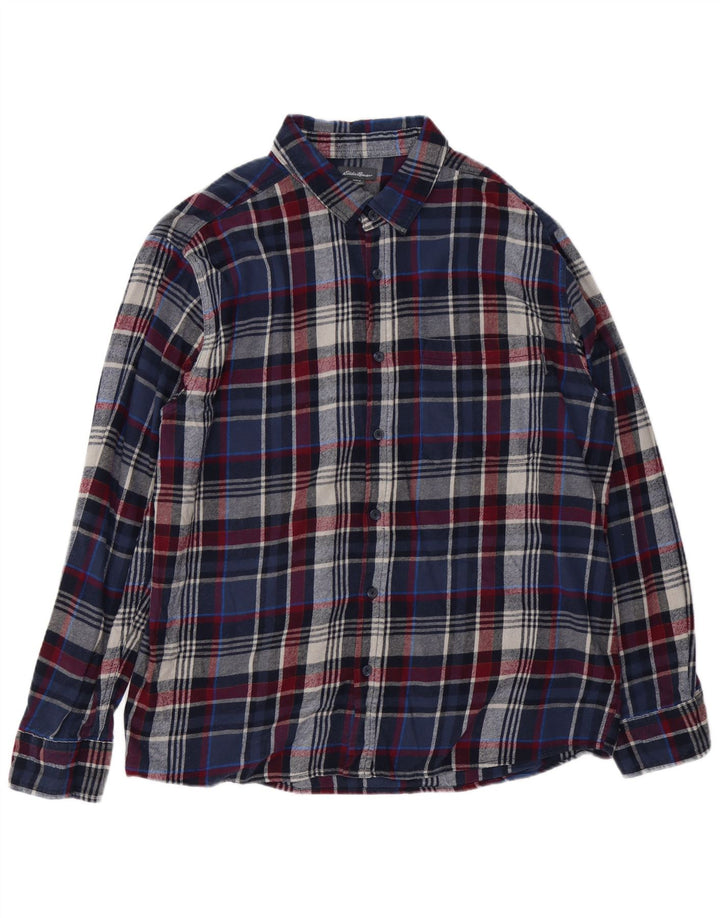 Koszula flanelowa męska EDDIE BAUER 2XL, bawełniana, granatowa w kratę