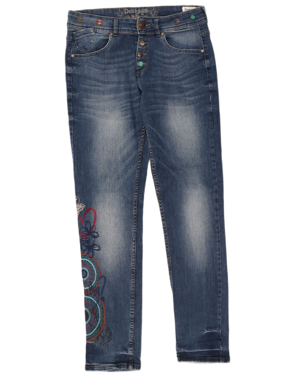 Desigual Damskie jeansy Boyfriend Graphic Slim W28 L30 Niebieskie geometryczne