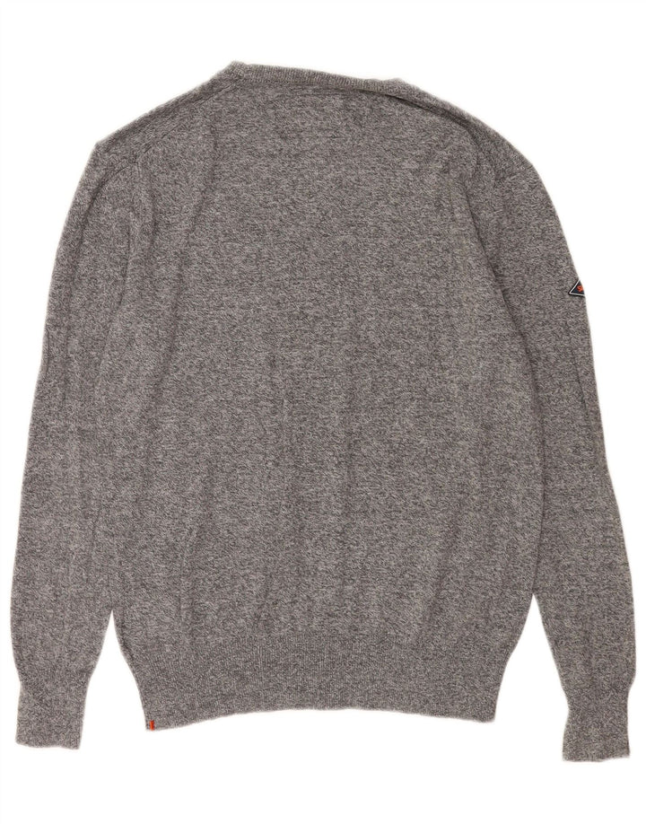 Męski sweter Superdry z dekoltem w łódkę, średnioszary, bawełniany