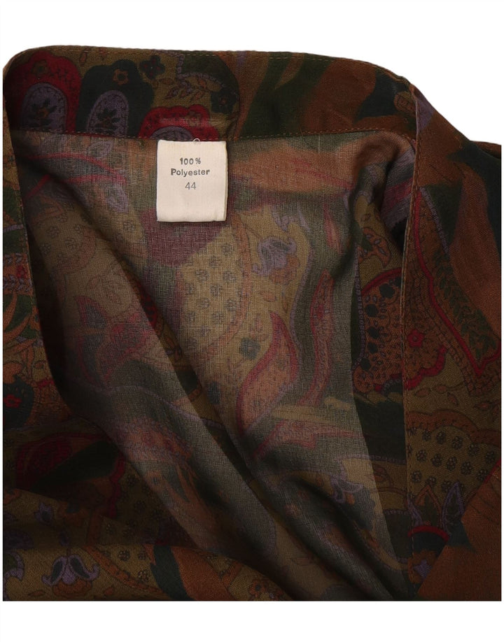 Damska bluzka koszulowa w stylu vintage IT 44, średni khaki, paisley, poliester