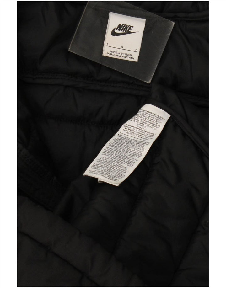 Męska wyściełana kurtka z kapturem Nike UK 40, duża, czarna, poliestrowa
