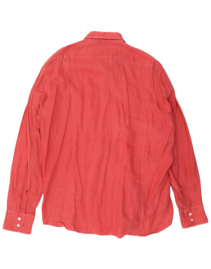 Koszula męska Hugo Boss Slim Fit XL, czerwona, lniana